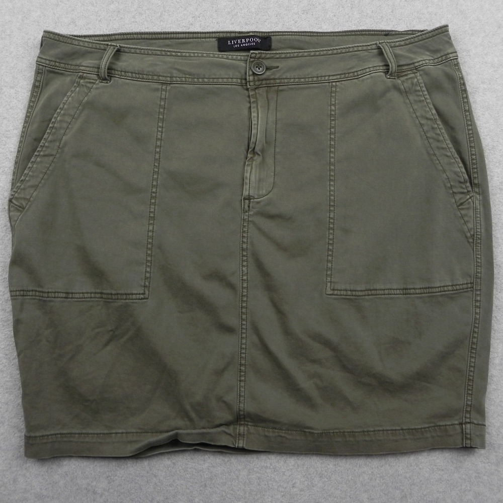 Liverpool Skirt Womens 20W Plus Utility Patch Pockets Stretch Flex Casual Green